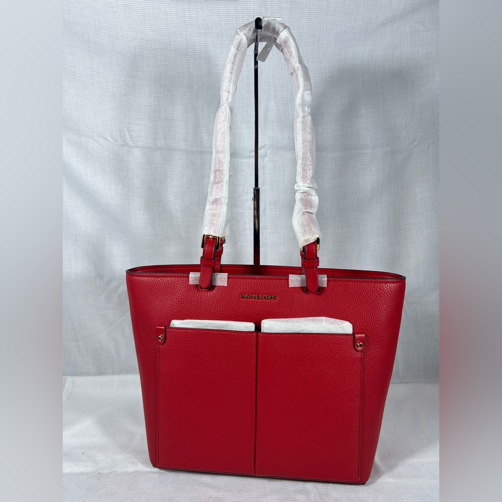 NWT Michael Michael Kors Jet Set Travel Double Pocket Tote Red